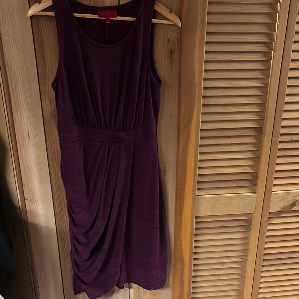 Jennifer Lopez Purple Ruched Wrap Midi Dress